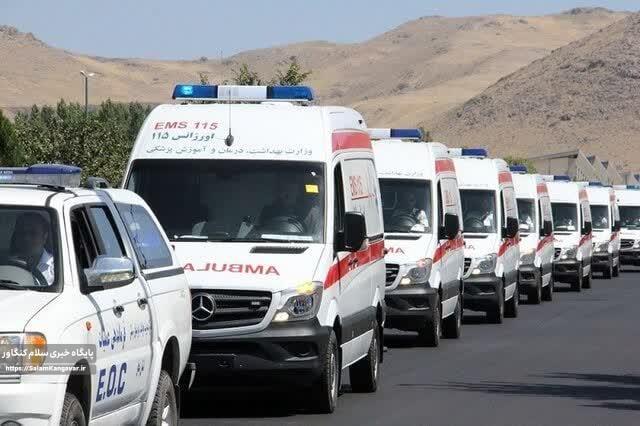 خدمات رسانی ۱۲۰ آمبولانس در کرمانشاه طی اربعین
