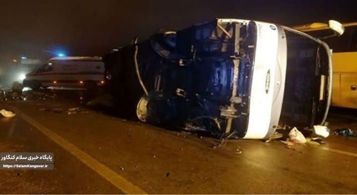 واژگونی اتوبوس در محور اسلامآبادغرب به کرمانشاه